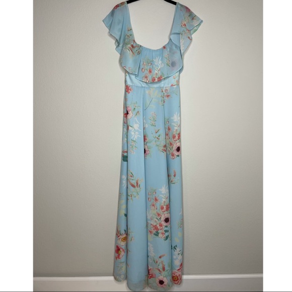 Yumi Kim Carmen Blue Floral Ruffle Maxi Dress XS - Picture 2 of 6